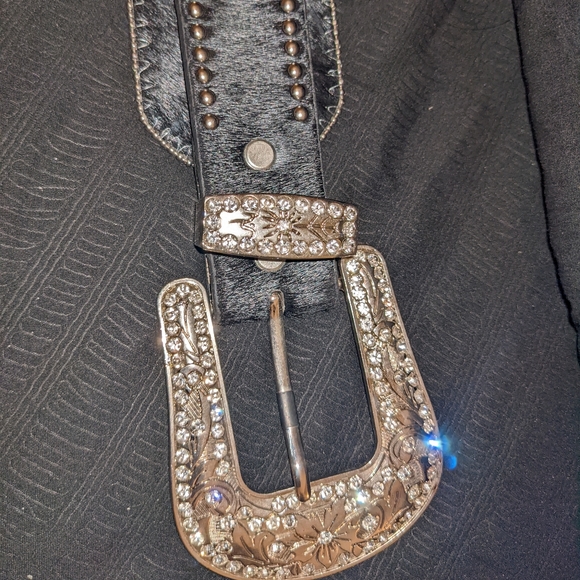 Rhinestone Hip Belt beautiful bling thick waist belt hide chunky sparkly studs - Picture 11 of 16